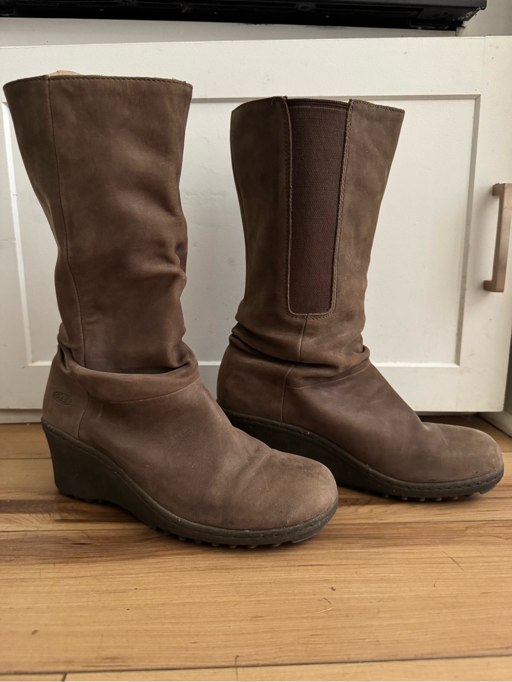 Keen Akita Mid Calf Leather Wedge Boot